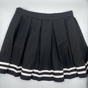 Hot‎ Topic Pleated Mini Skirt Size Medium Black White Stripe Side Zip